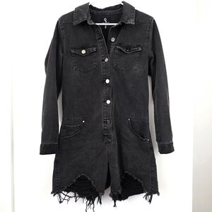 Insane Gene Shorts Romper Distressed Long Sleeve BOHO Denim Festival  Concert